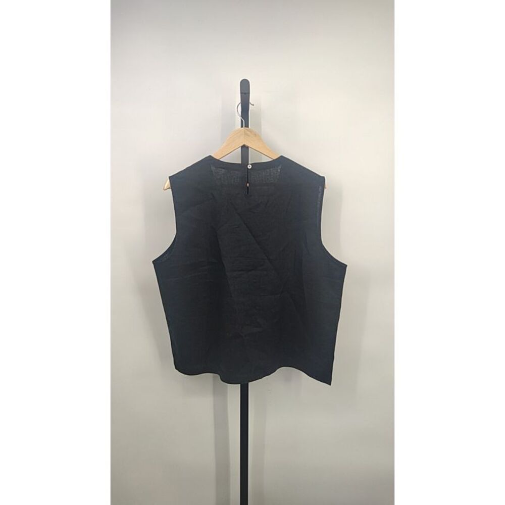 Quince Black Linen Sleeveless Top - Picture 2 of 5